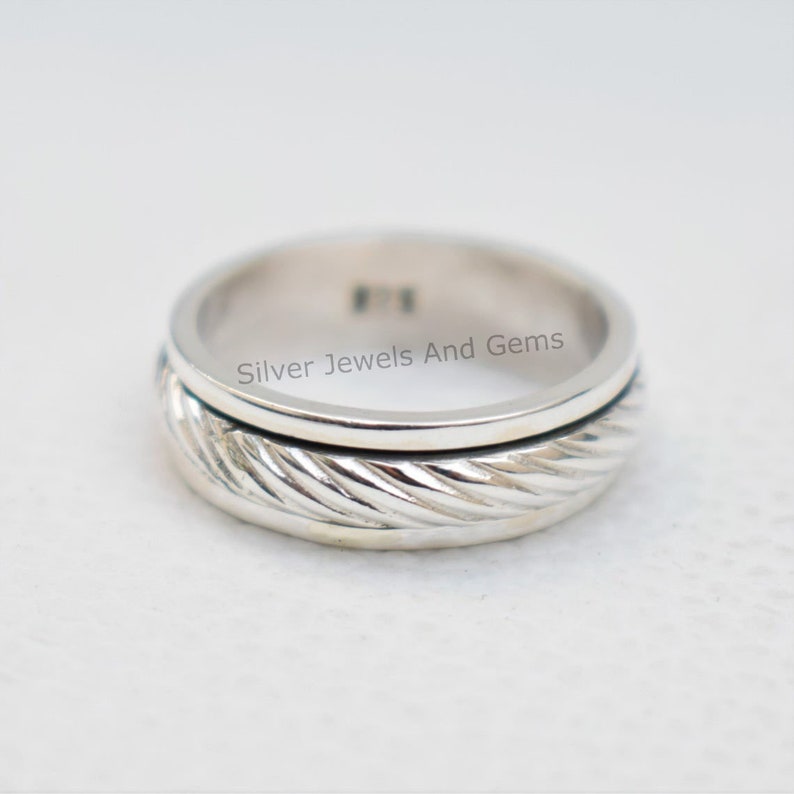 Sterling Silver Spinner Ring-Spinner Meditation Ring-Handmade Ring-925 Sterling Silver Ring-Birthday Ring-Designer Ring-Thumb Ring image 2