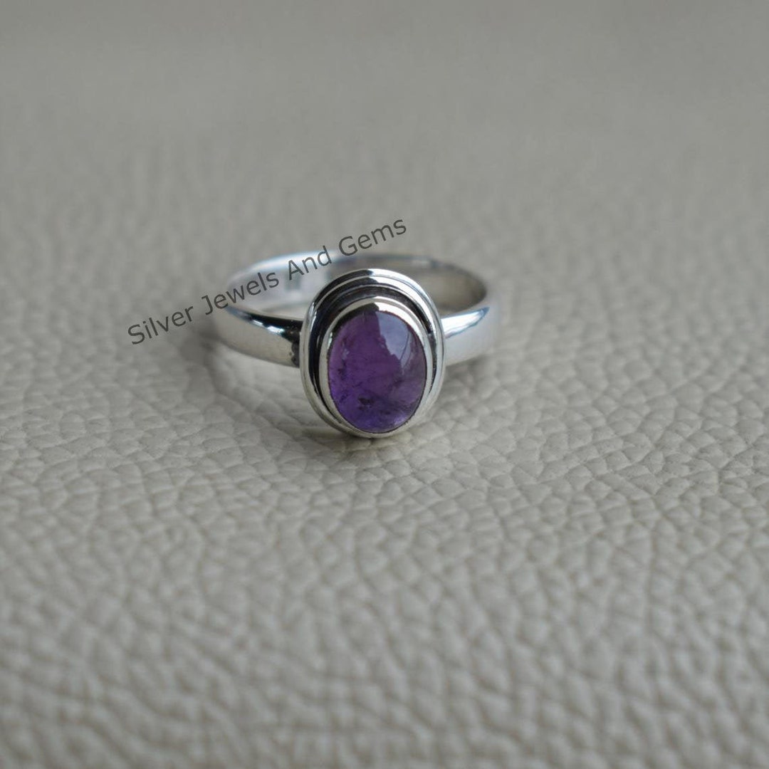 Oval Amethyst Ring, Handmade Ring, 925 Sterling Silver Ring, Natural