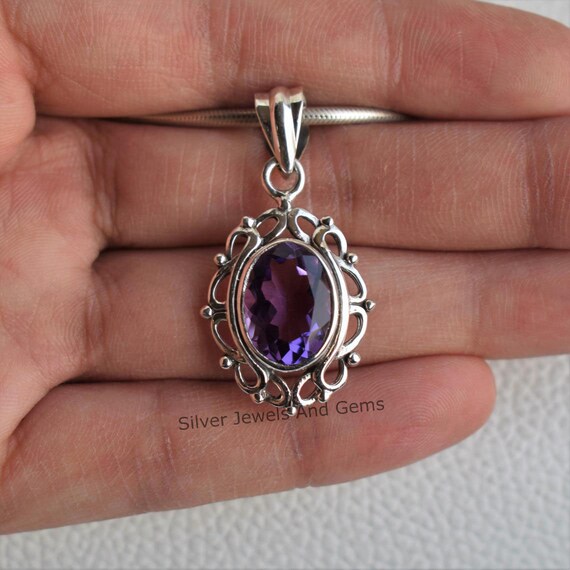 Natural Amethyst 925 Sterling Silver Handmade Pendant Natural Amethyst 925 Sterling Silver Handmade Pendant