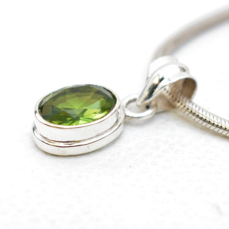 Natural Peridot Pendant-Handmade Silver Pendant-925 Sterling Silver Pendant-Oval Peridot Pendant-Anniversary Pendant-August Birthstone