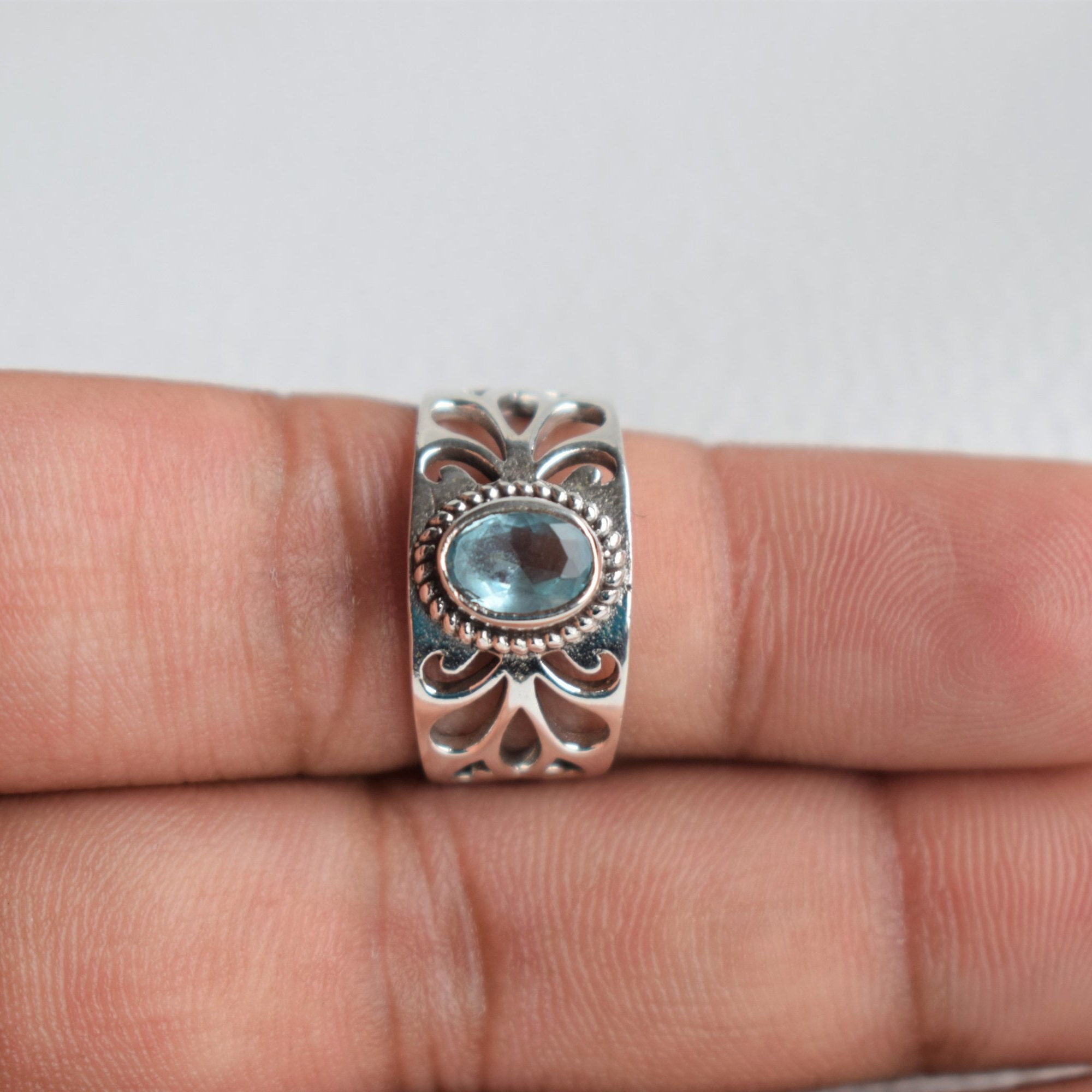 Anello Con Topazio Blu Delicato Gems Vibes, In Argento - Foto 10