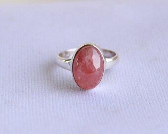 Genuine Rhodochrosite Ring- Handmade Silver Ring-Sterling 925-Pink Ring-Gift for her-February Birthstone-Promise Ring