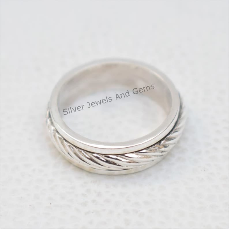 Sterling Silver Spinner Ring-Spinner Meditation Ring-Handmade Ring-925 Sterling Silver Ring-Birthday Ring-Designer Ring-Thumb Ring image 3