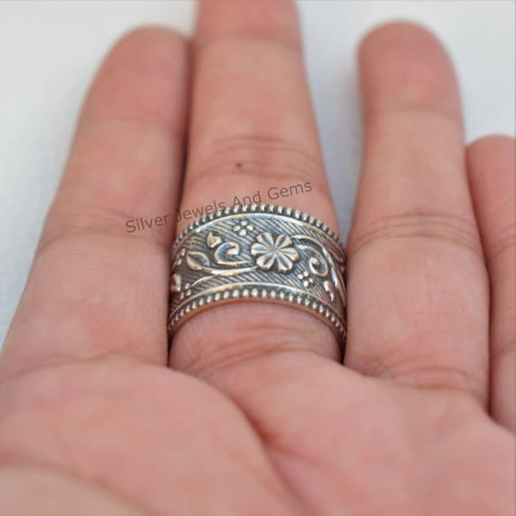 Flower Band Ring, 925 Sterling Silver Ring, Designer Ring