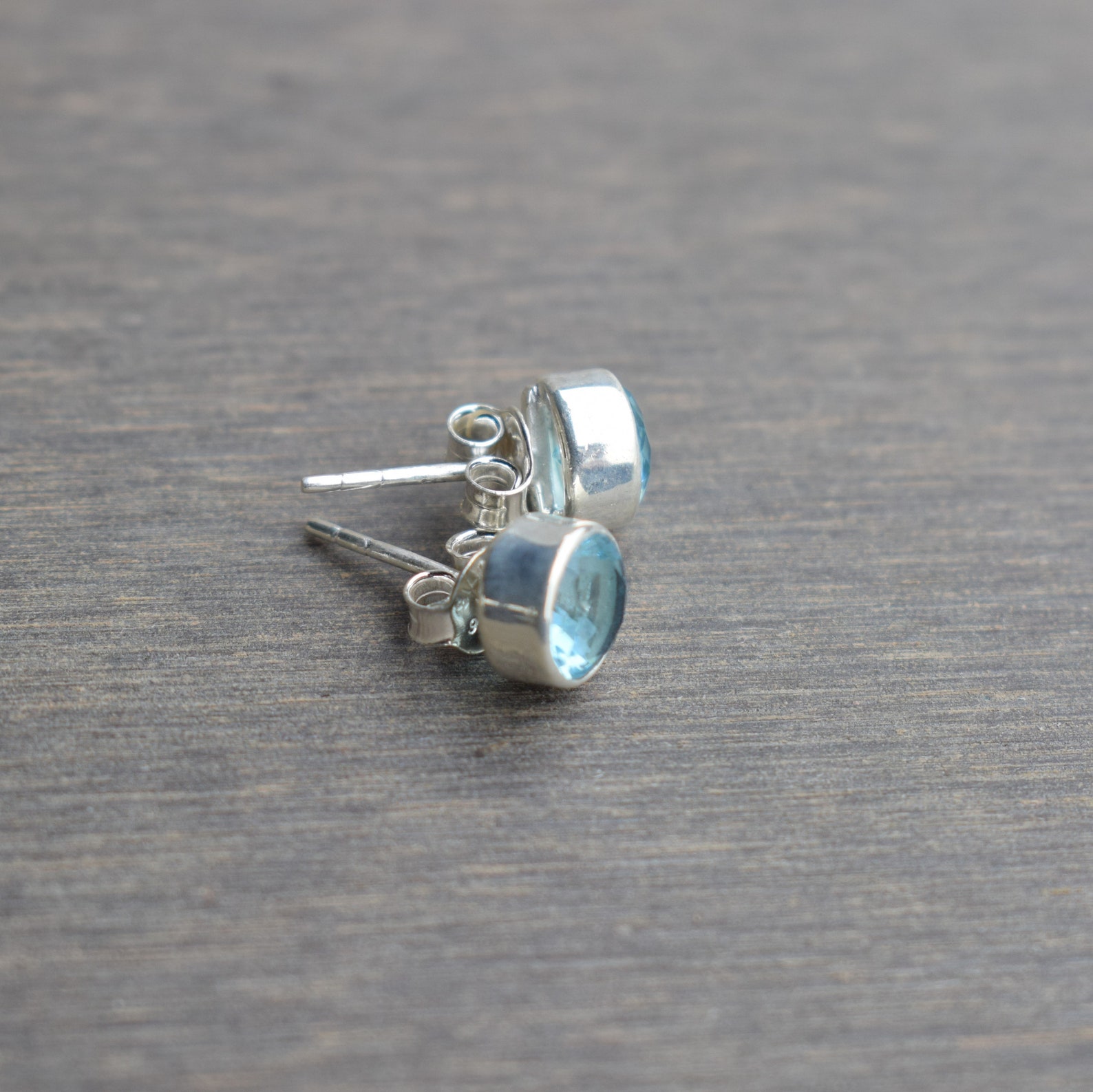 Blue Topaz Knot Stud Earrings