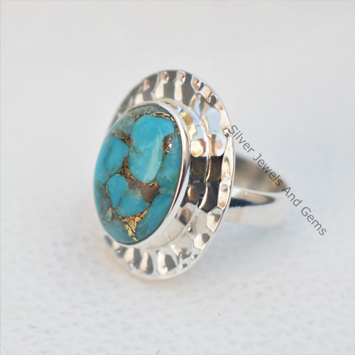 Natural Copper Turquoise Ring Handmade Silver Ring 925 Etsy