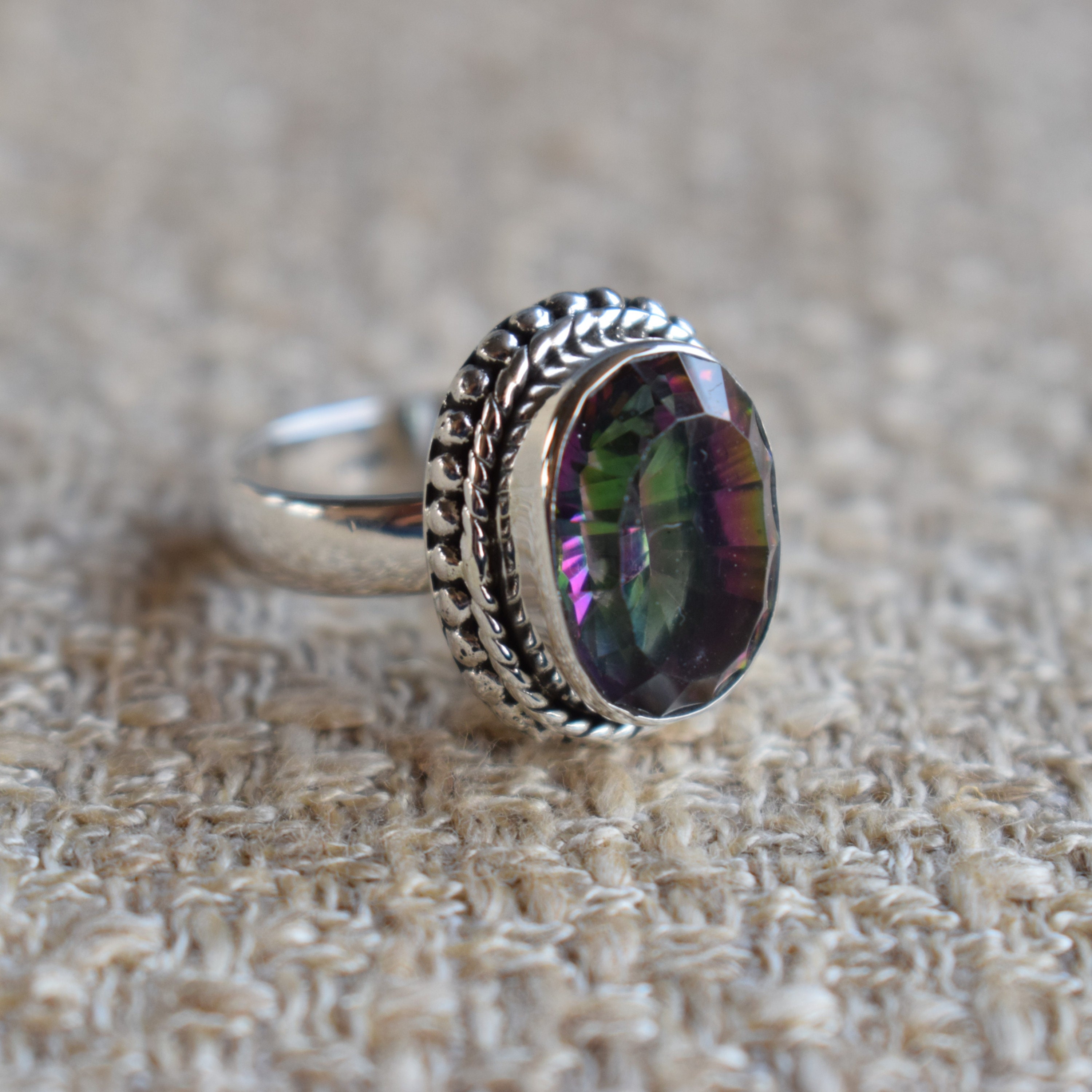Mystic Topaz Ring Gift For Her Ready to ship With free Shipping Handmade Designer ring 925 Sterling Silver Ring Oval Mystic Topaz Ring