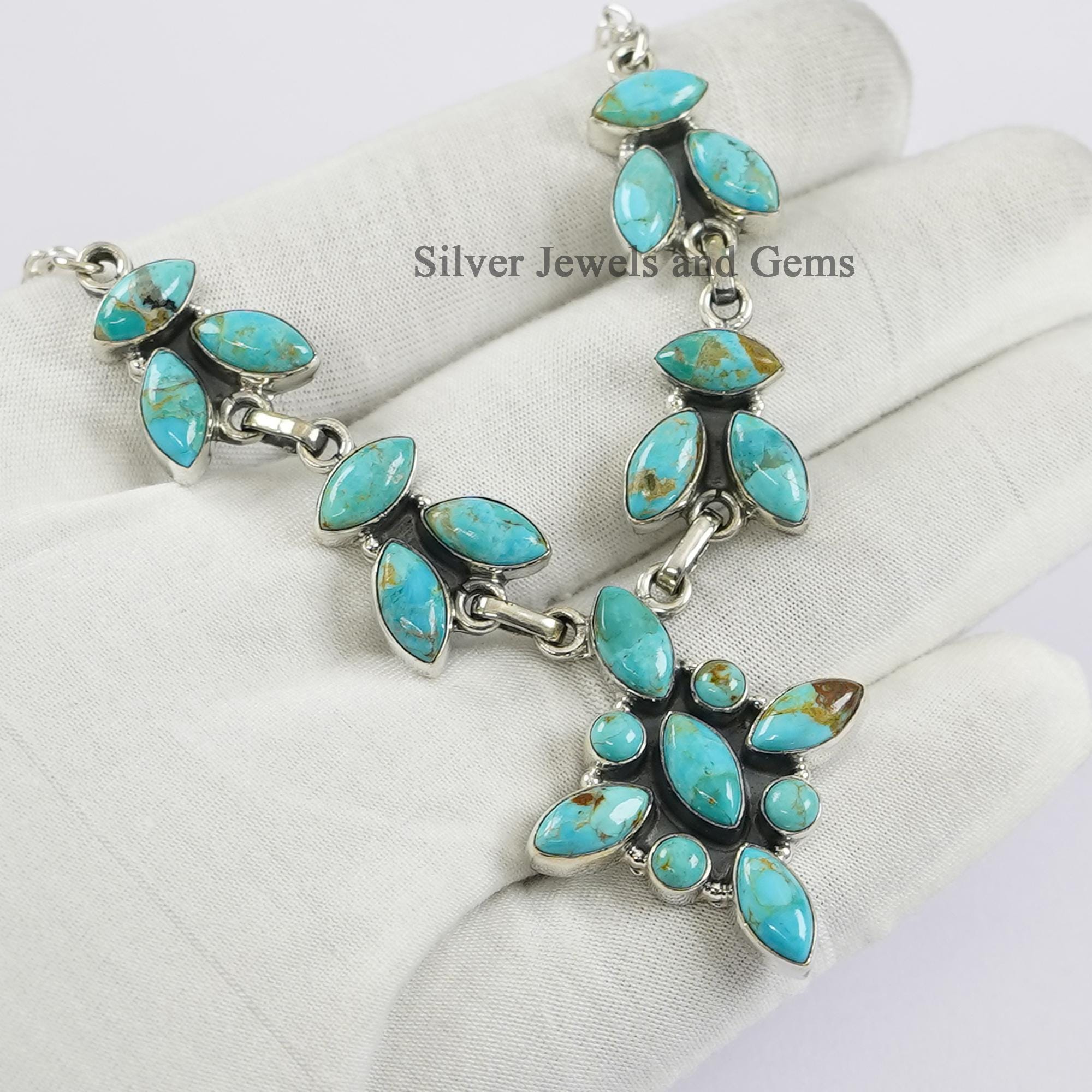 キングマン ターコイズ ステートメントネックレス、アニバーサリー