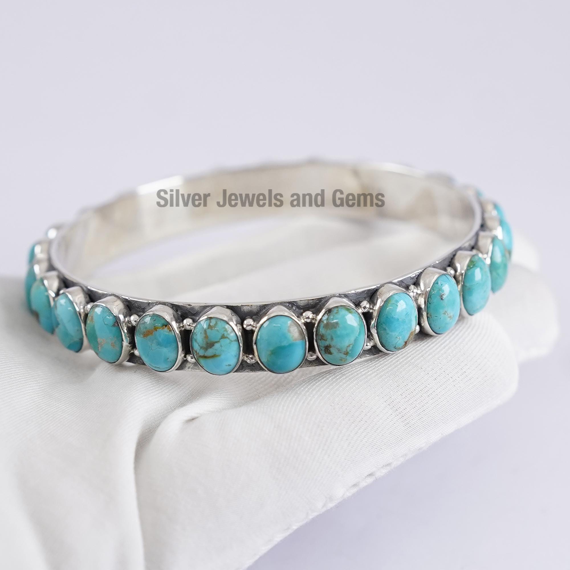 天然アリゾナターコイズバングル、ターコイズバングル、オーバル