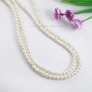Genuine Fresh Water Pearl Necklace, 6 MM Round Pearl Beaded Choker, Gift for Mom, Wedding Necklace, 925 Sterling Silver Necklace