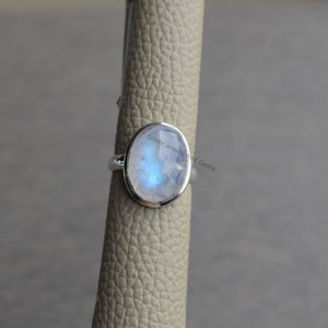 Natural Rainbow Moonstone Ring-Blue Fire Moonstone Ring-Handmade Silver Ring-925 Sterling Silver-Gift for her-Promise Ring-Anniversary Ring image 2