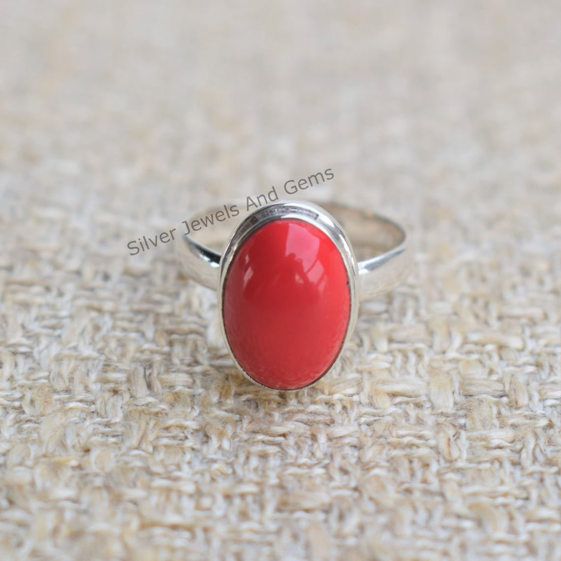 Red Coral Ring, Light Handmade Ring, Simple Ring, Red Stone Ring, Prec –  CroatianJewelryCraft