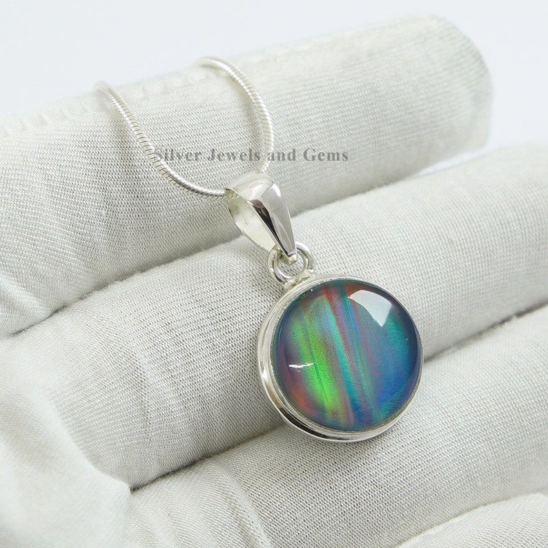 Aurora Opal Pendant, Wedding Pendant, Round Gemstone Pendant, 925 Sterling Silver Pendant, Fire Opal Pendant, Handmade Pendant image 1