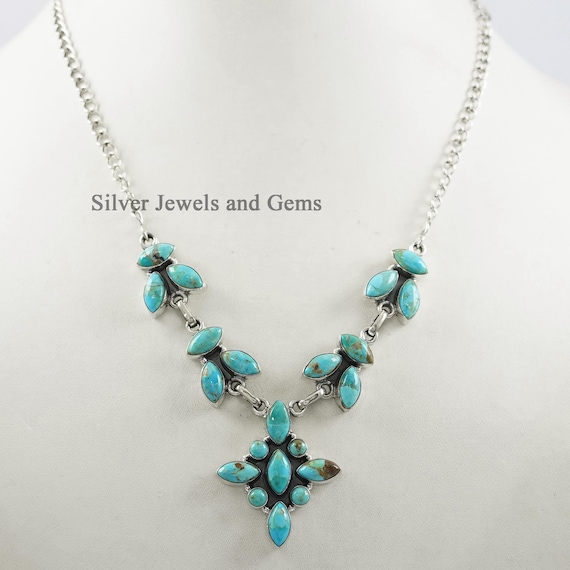 キングマン ターコイズ ステートメントネックレス、アニバーサリー