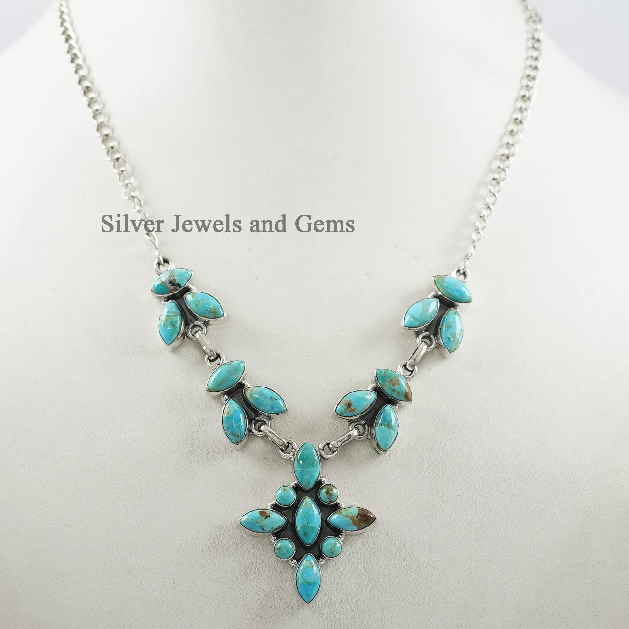 キングマン ターコイズ ステートメントネックレス、アニバーサリー