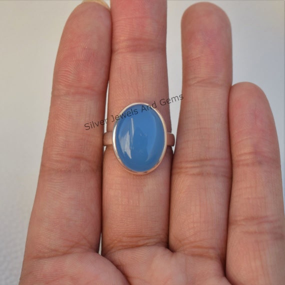 Details about 925 Sterling Silver Blue Chalcedony Handmade Anniversary Ring Gift Free Ship Details about 925 Sterling Silver Blue Chalcedony Handmade Anniversary Ring Gift Free Ship