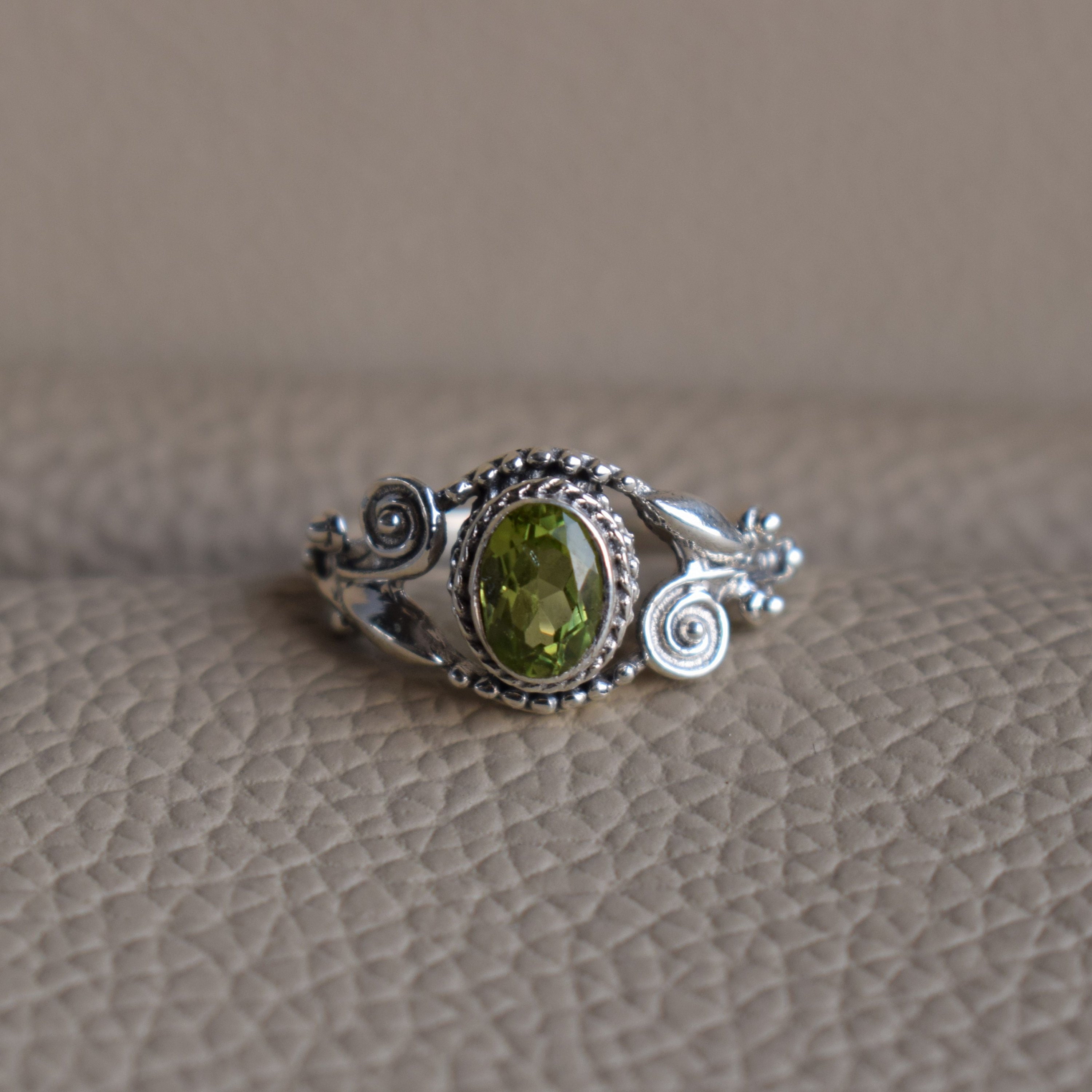 Peridot Gemstone Handmade 925 Sterling Silver Jewelry Ring Size 6 *Gemstone *Statement *Bridal *Wedding *Natural *Thin *Gift For Her