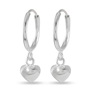Heart Hoop Earrings, 925 Sterling Silver Earring, Handmade Earrings, Small Hoop Earring, Dainty Hoop Earring, Gift for Her, 14 MM Hoop