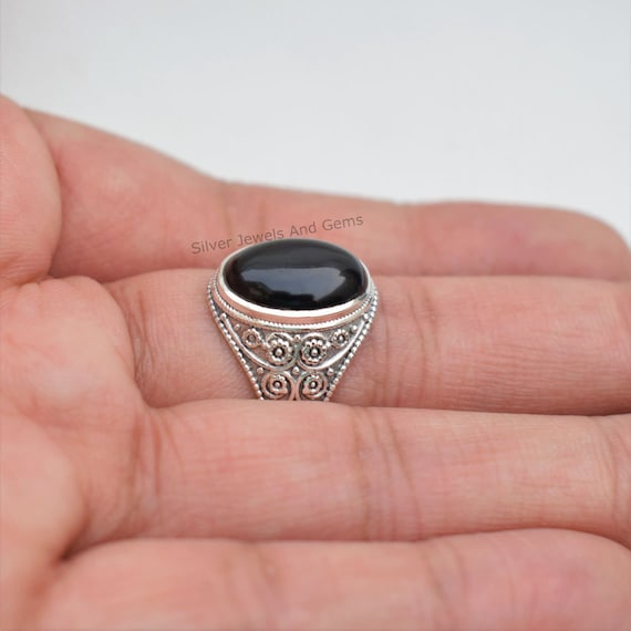 Bague En Argent 925 Et Onyx - Modèle BA-AR-103, Taille 60 - Très Originale, Neuf Avec étiquettes - Marque Délicatement Doux
