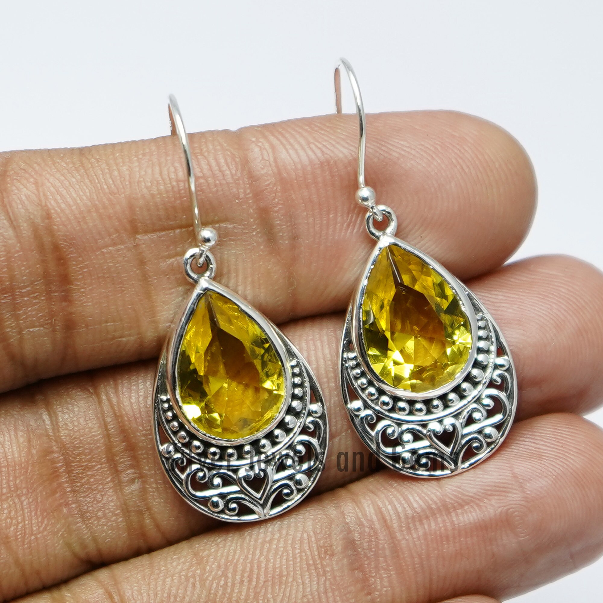 Natural Citrine EarringHandmade Silver EarringTeardrop Etsy