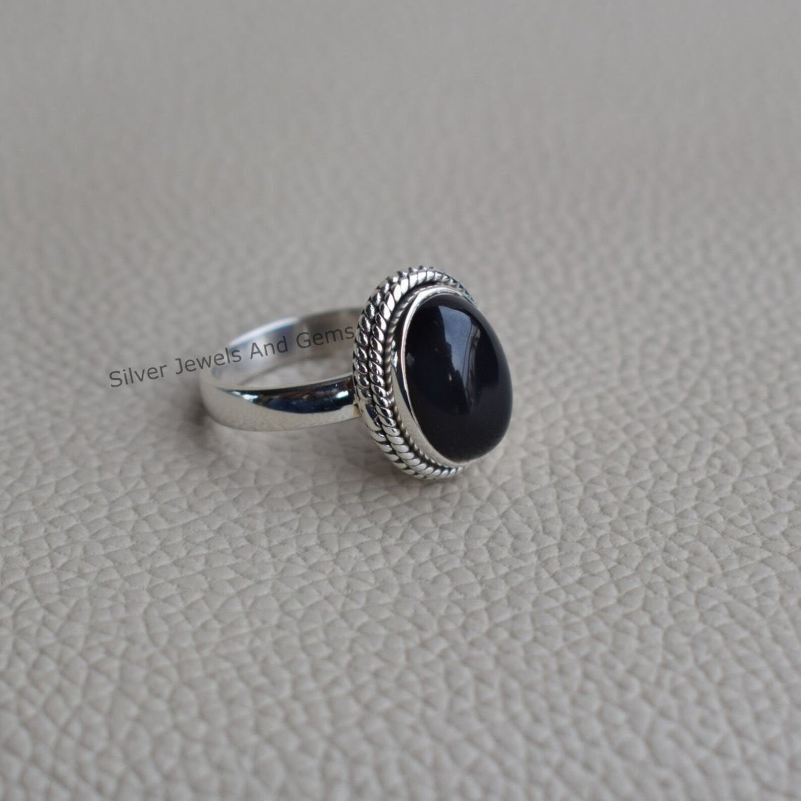 Natural Black Onyx Ring Twisted Wire Design Ring Handmade Etsy