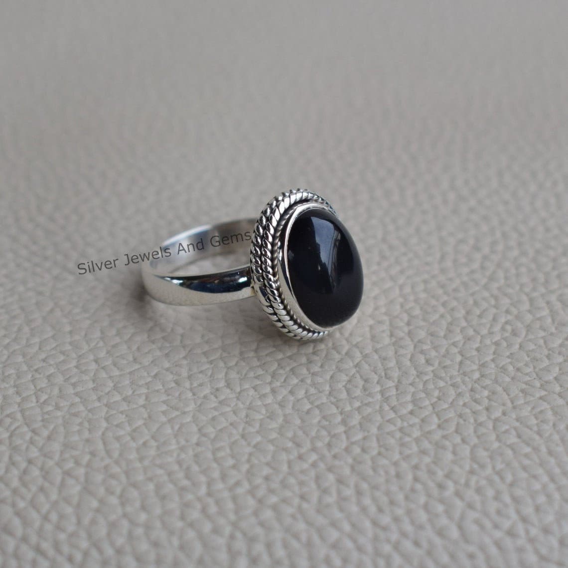 Natural Black Onyx Ring Twisted Wire Design Ring Handmade Etsy