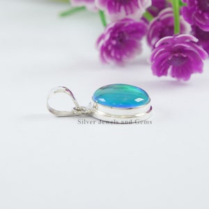 Aurora Opal Pendant, Wedding Pendant, Round Gemstone Pendant, 925 Sterling Silver Pendant, Fire Opal Pendant, Handmade Pendant image 4