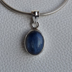 Natural Kyanite Pendant-Handmade Silver Pendant for Her-925 Sterling Silver Pendant-Oval Pendant-Gift for her-Anniversary Pendant