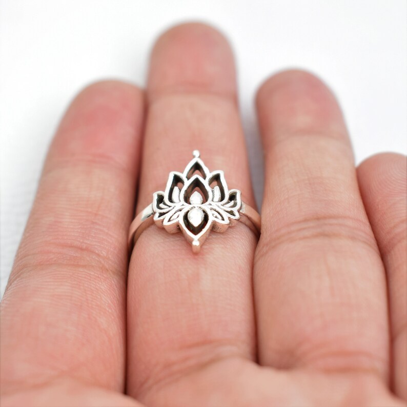 Designer Ring-Promise Ring Sterling Silver Lotus Ring-Handmade Silver Ring-925 Sterling Silver Ring-Silver Lotus Ring-Gift for her