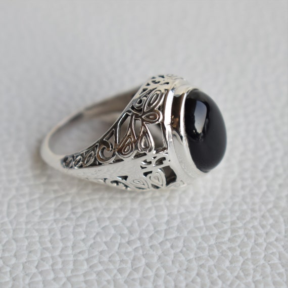Natural Black Onyx Ring-Handmade Silver Ring-925 Sterling | Etsy