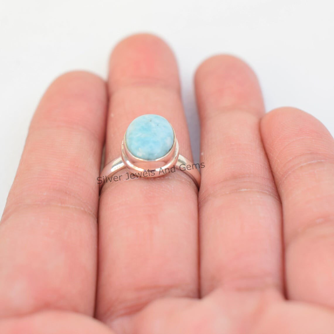 Natural Larimar RingHandmade Silver RingOval Larimar Etsy