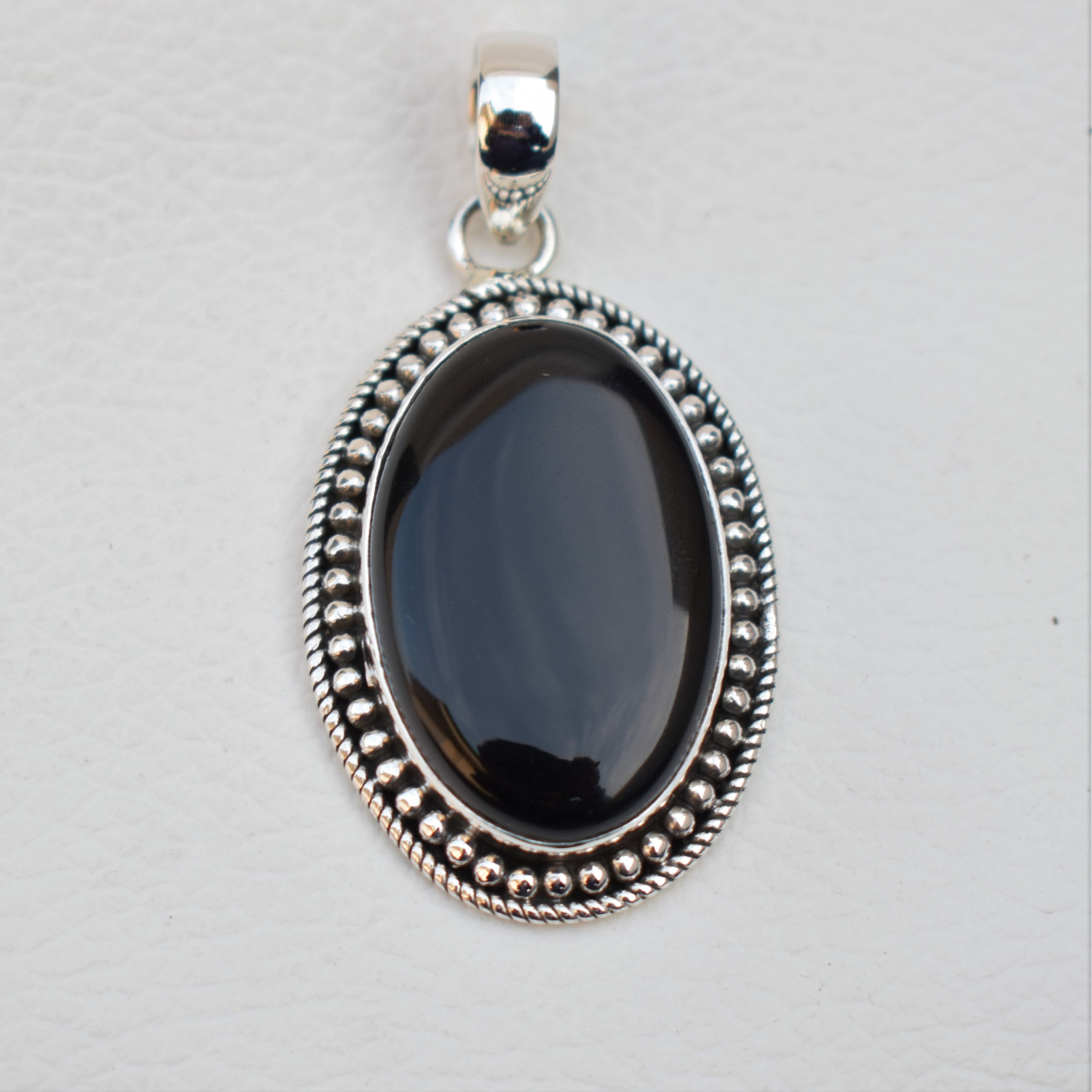 Natural Black Onyx Pendant-Handmade Silver Pendant-925 | Etsy