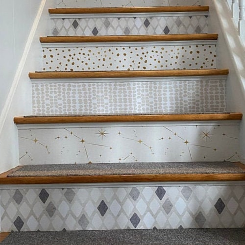 Stair Riser Removable Wallpaper With Vintage Pattern SET OF Etsy