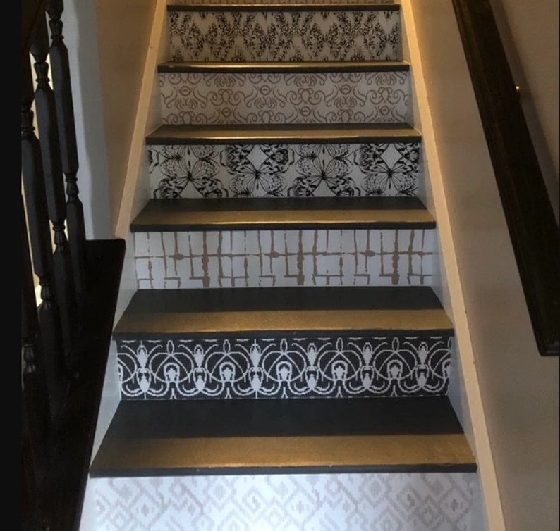 Stairs Decal Stair Riser Removable Wallpaper Boho Stickers Etsy
