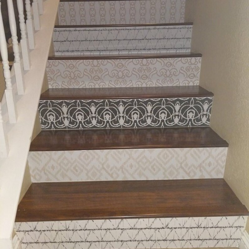 Stairs Decal Stair Riser Removable Wallpaper Boho Stickers Etsy