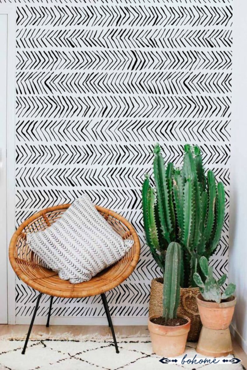 Ikat Boho Pattern Removable Wallpaper Boho Style Wall Mural | Etsy