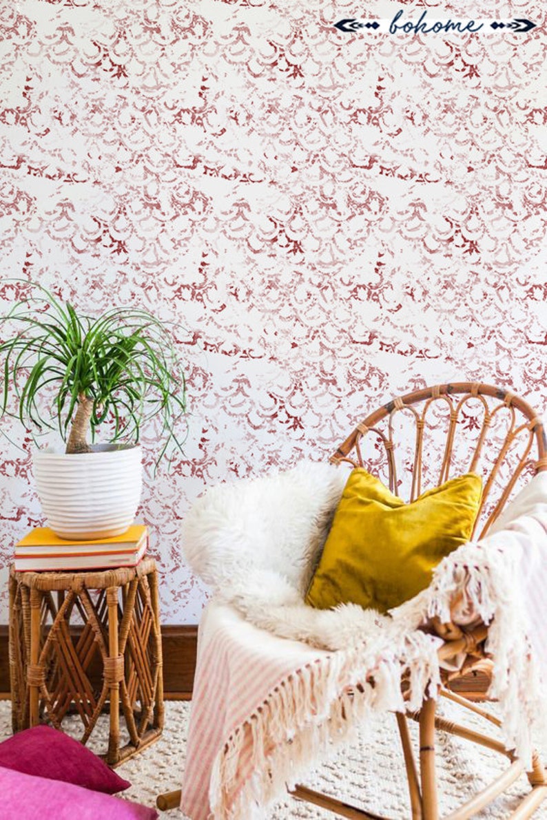Boho Pattern Removable Wallpaper Moroccan Grunge Boho Style Etsy
