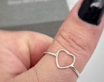 Open Heart Sterling Silver Ring | Handmade Jewellery | Gift for her | Special Birthday present | UK