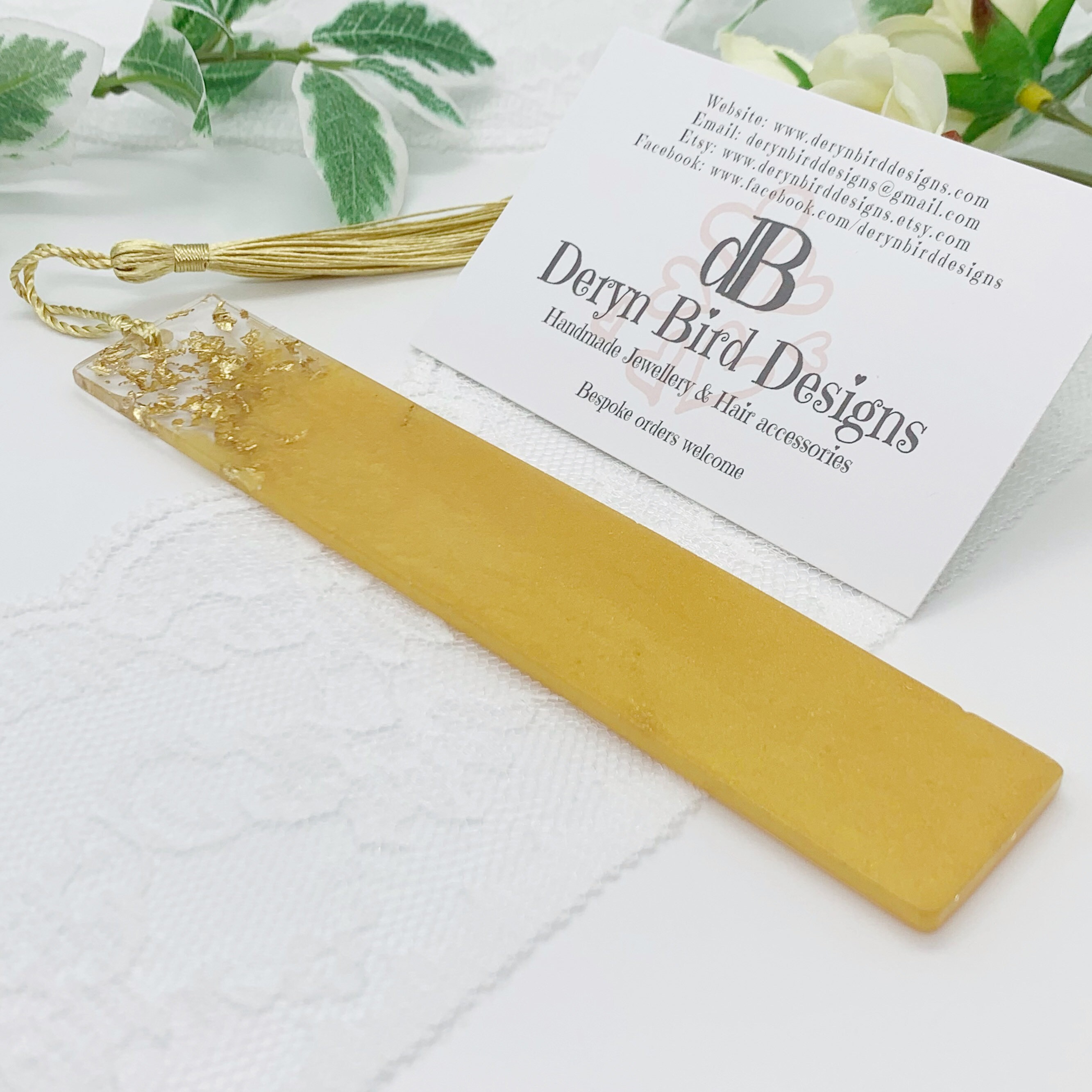 Gold Leaf & Gold bookmark Handmade Resin bookmark Unique Etsy 日本