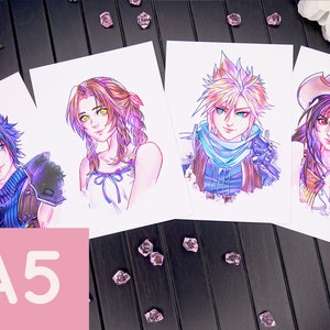 A5 Print - Final Fantasy VII Remake SET 2 - Zack, Aerith, Sephiroth, Reno