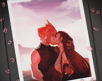 Impresión de arte - Final Fantasy VII - Cloud and Tifa - Under the Highwind