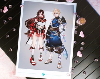 Impresión de arte - Final Fantasy VII Diseño japonés original - Nube y Tifa