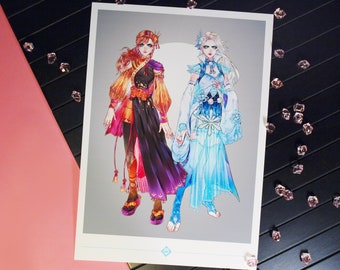 Art Print - Frozen 2 Original Japanese Design - Anna and Elsa
