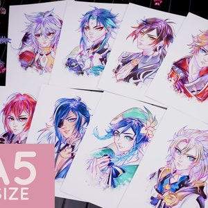 A5 Print - Genshin Impact - Xiao, Zhongli, Childe, Albedo, Venti, Kaeya, Diluc, Rasierer