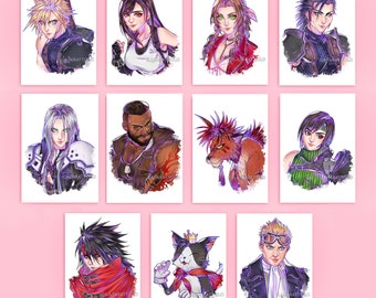 A5 Print - Final Fantasy VII Remake - Cloud, Tifa, Aerith, Zack, Sephiroth, Barret, RedXIII, Yuffie, Cait Sith, Vincent, Cid