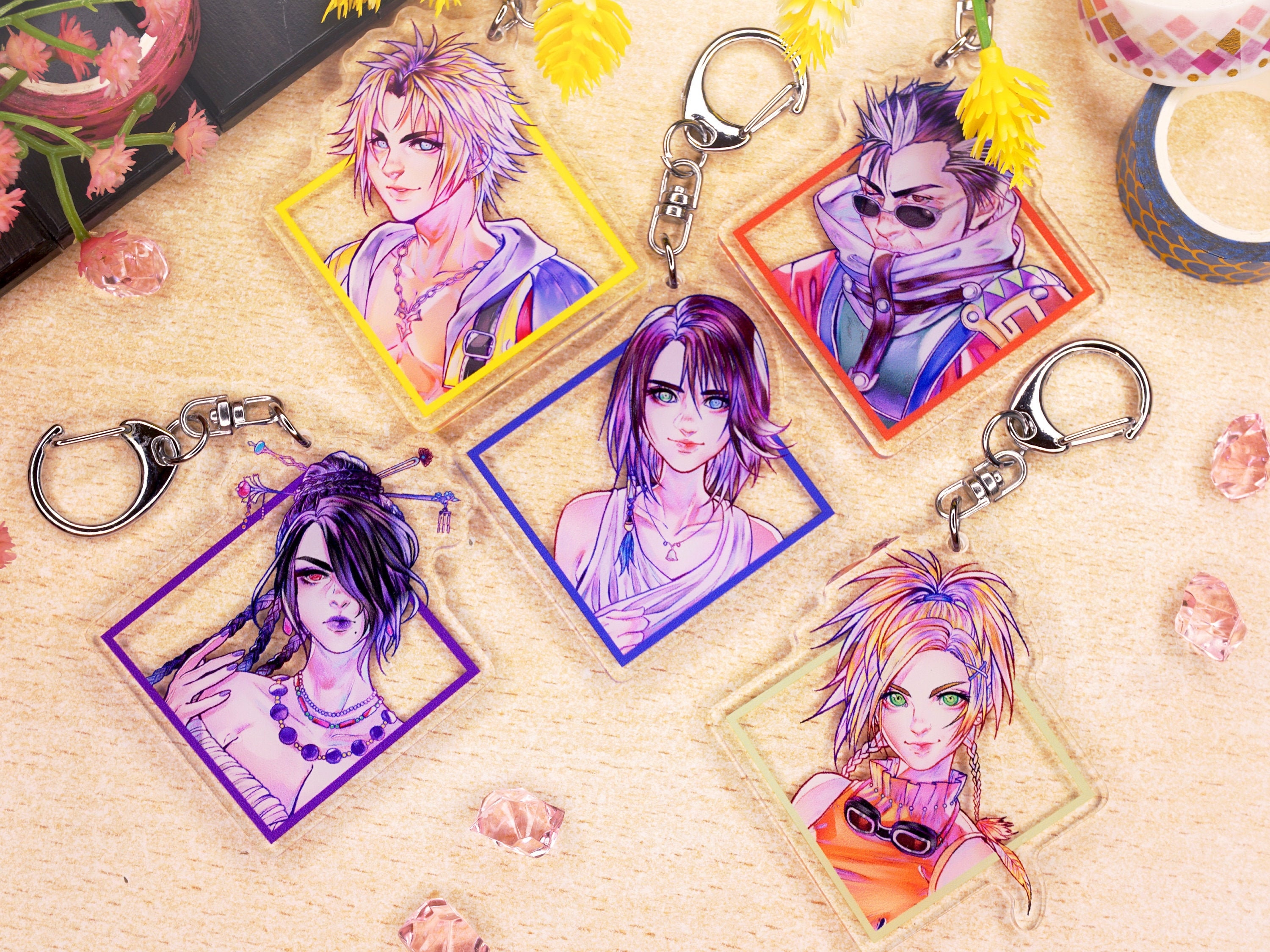 yuna, tidus, rikku, lulu, auron, and 2 more (final fantasy and 1