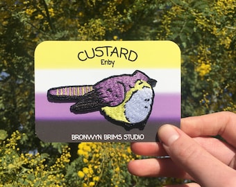 Non-Binary Embroidered Patch, Enby Embroidered Patch, Pride Bird