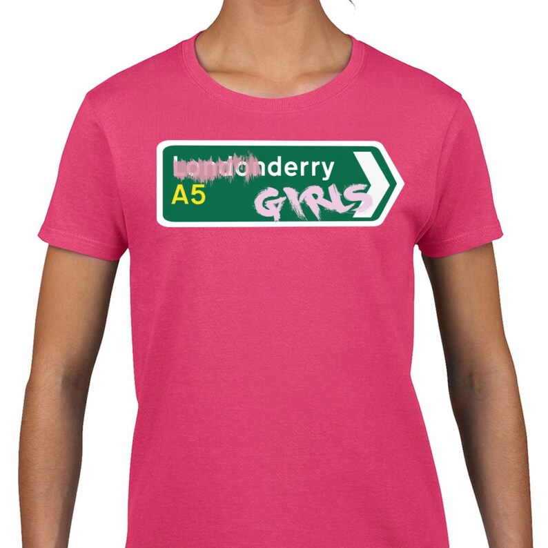 Derry Girls Road Sign Womens Hot Pink Tshirt Etsy