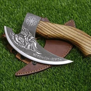 Viking Axe Craft, Viking Pizza Cutter Axe , Custom Gift Hand Forged Carbon Steel VIKING AXE with Wood Shaft, Wedding Gift, Axe, Larp axe