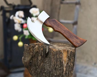 Throwing axe Hand Forged D2 Steel Viking Pizza Cutter Axe with Wood Handle